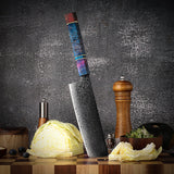 VEYUNA Nakiri Knife – 7-Inch Damascus Steel Food Prep Knife for Vegetables