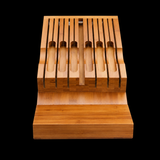 VEYUNA Bamboo Knife Storage Tray - In-Drawer Organizer for 13 Food Prep Knives