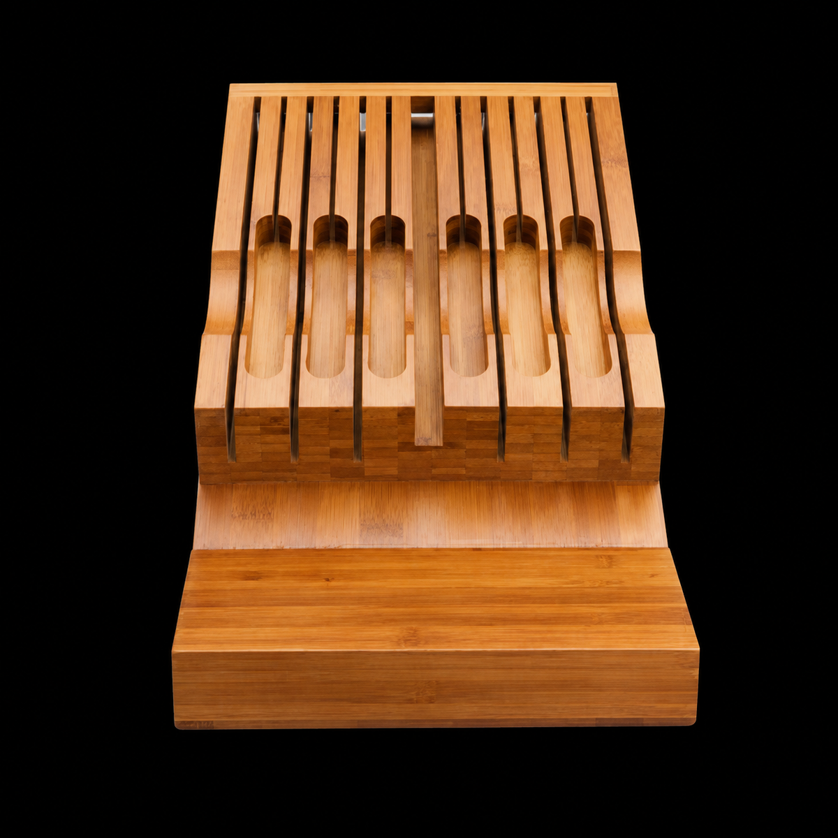 VEYUNA Bamboo Knife Storage Tray - In-Drawer Organizer for 13 Food Prep Knives