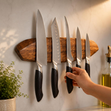 VEYUNA Magnetic Knife Holder – 16-Inch Acacia Wood Wall Bar for Food Prep