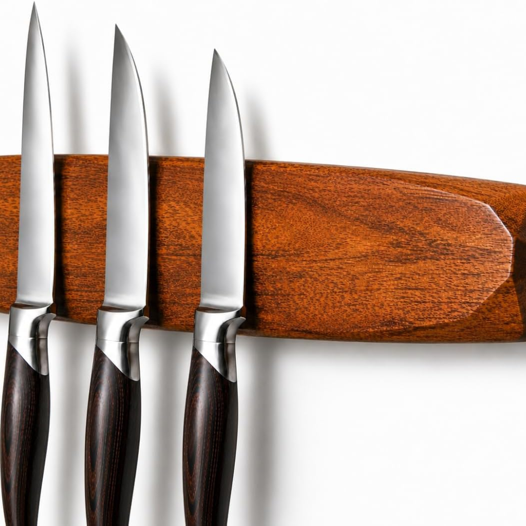 VEYUNA Magnetic Knife Holder – 16-Inch Acacia Wood Wall Bar for Food Prep