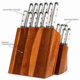 VEYUNA 18-Piece Knife Block Set, White Handles, German Steel, NSF Certified