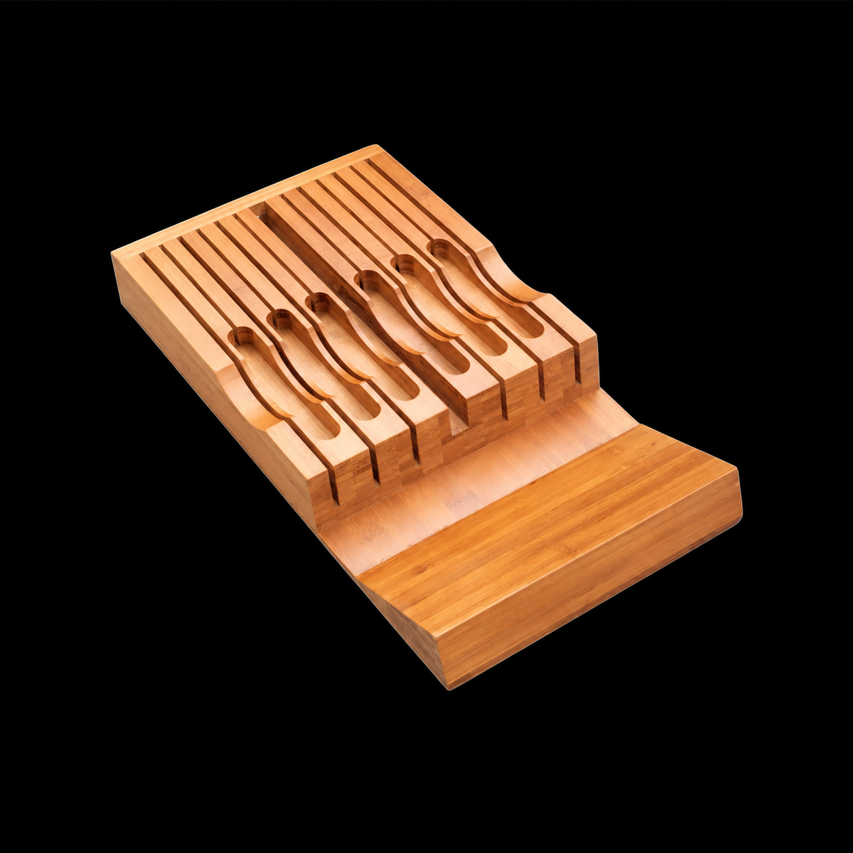 VEYUNA Bamboo Knife Storage Tray - In-Drawer Organizer for 13 Food Prep Knives