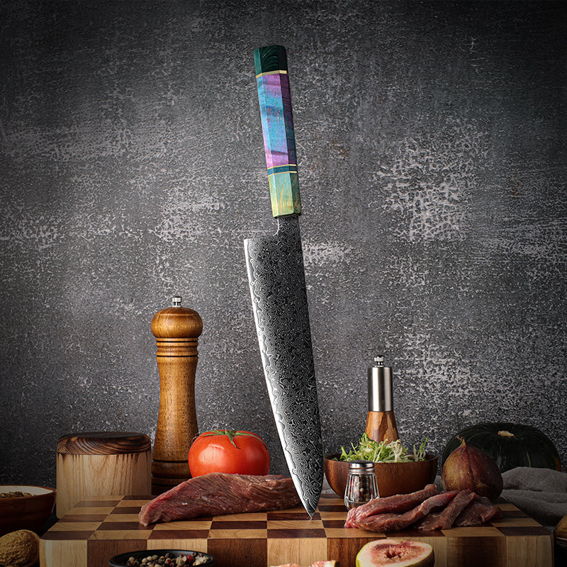 VEYUNA Chef Knife – 9-Inch Damascus Steel Food Prep Knife for Meat & Vegetables