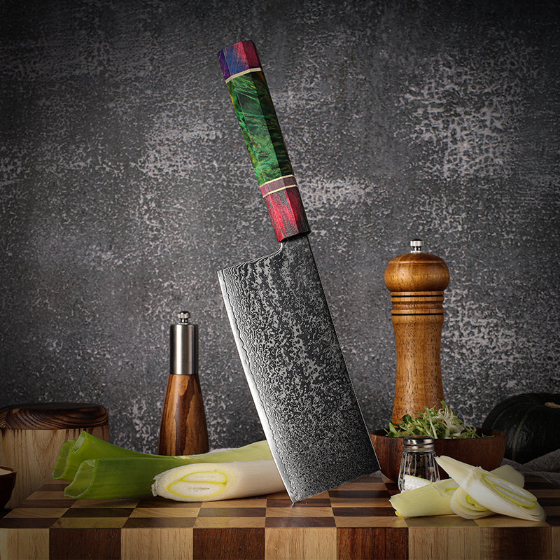 VEYUNA Cleaver Knife – 6.5-Inch Damascus Steel Food Prep Blade
