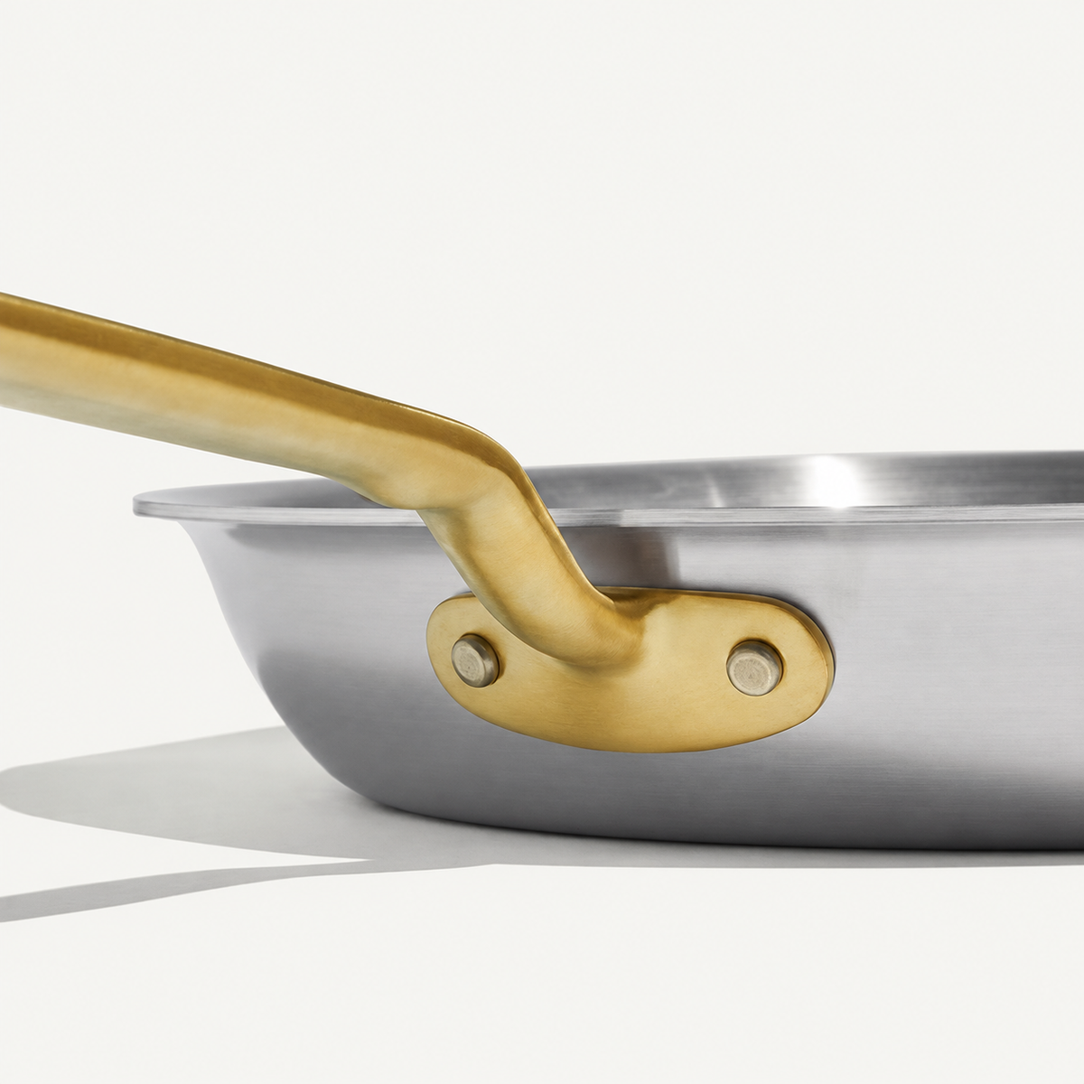 VEYUNA Stainless Steel Frying Pan – 12-Inch Tri-Ply Skillet, Antique Brass Handle, Home