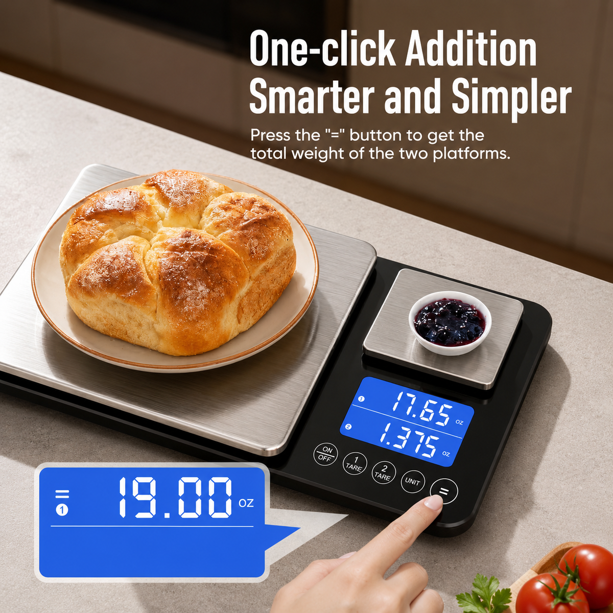 VEYUNA Dual Platform Kitchen Scale – 33 lb High Precision Scale for Food Prep