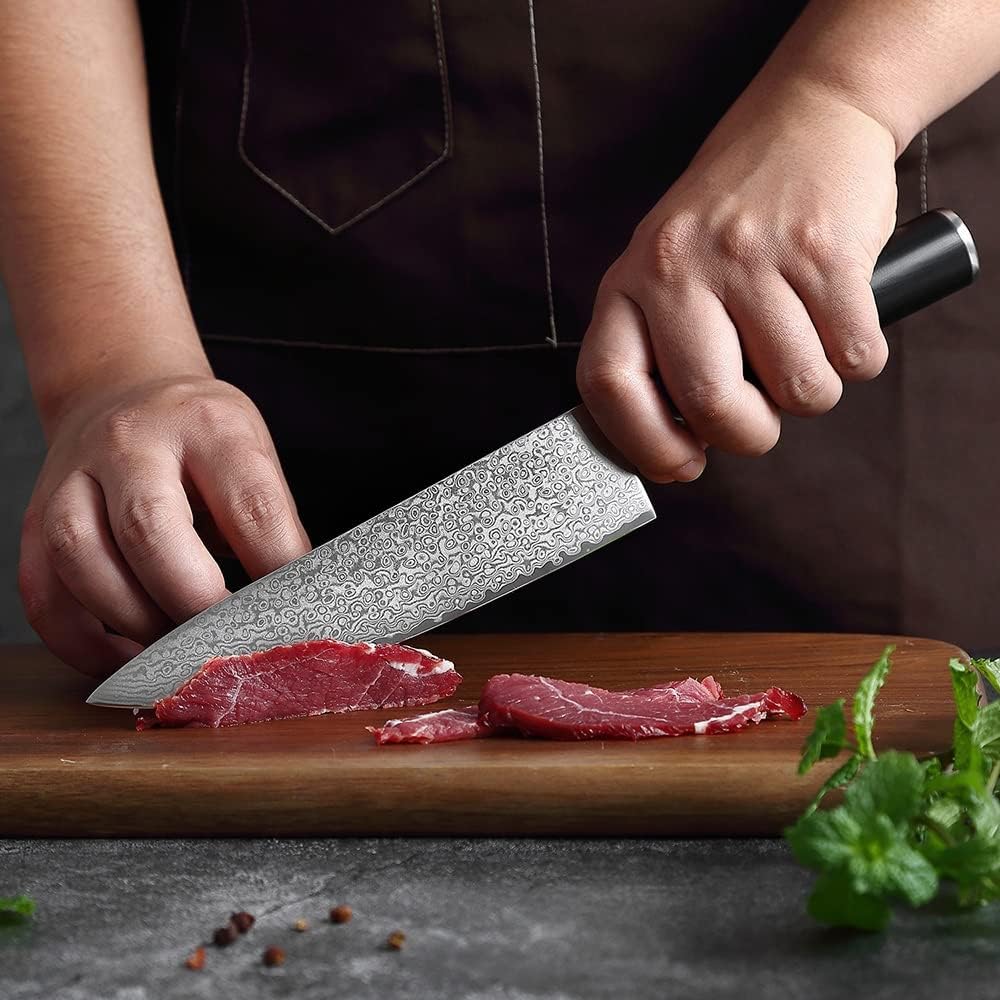 VEYUNA Damascus Knife Set – 7-Piece Food Prep Knives, High-Carbon Steel