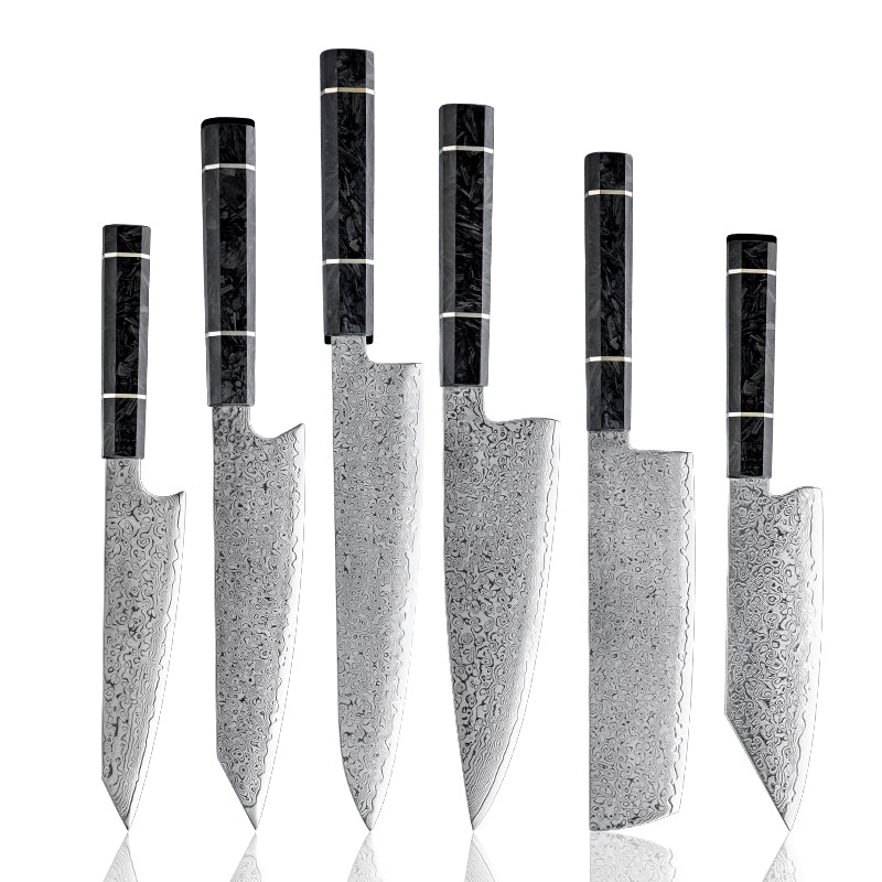 VEYUNA Damascus Knife Set – 6-Piece High-Carbon Steel Food Prep Knives