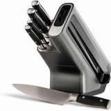 VEYUNA 5-Piece Knife Block Set with Sharpener - Stainless Steel Food Prep