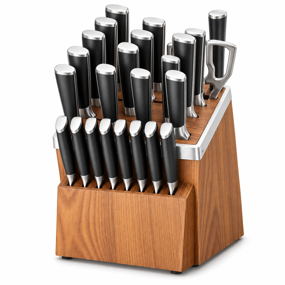 VEYUNA 24-Piece Knife Block Set, German Steel, Kitchen Shears, NSF Certified
