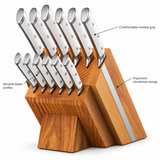 VEYUNA 12-Piece Knife Block Set with White Handles, High Carbon Steel, NSF Certified