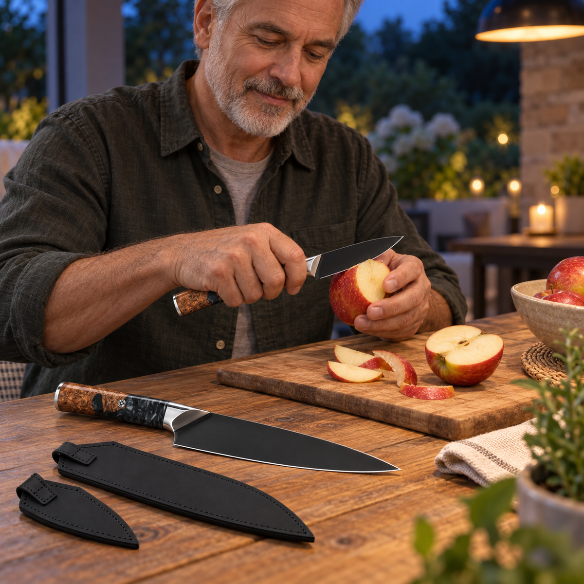 VEYUNA 2-Piece Knife Set, Chef & Paring Knives, Ravenstone Edition with Sheaths