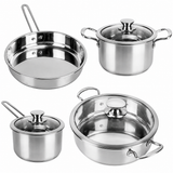 VEYUNA Cookware Set 7-Piece Stainless Steel, Meal Prep, Induction Ready Pots & Pans