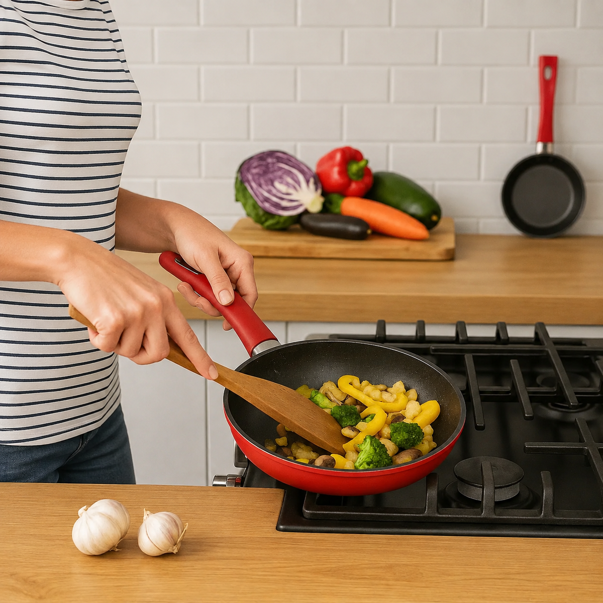 VEYUNA Marble Frying Pan Set 3-Piece – Nonstick Cookware for Healthy Food Prep