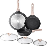 VEYUNA Ceramic Nonstick Pan Set with Lids – 3-Piece Induction Cookware for Food Prep