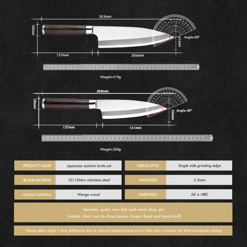 VEYUNA Sashimi Knife Set – 2-Piece Japanese Steel Food Fish Prep Knives
