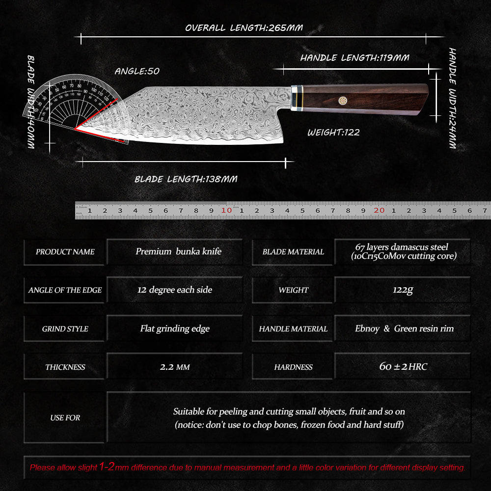 VEYUNA Bunka Knife – 5" Japanese Food Prep Knife, High-Carbon Steel & Ergonomic Handle