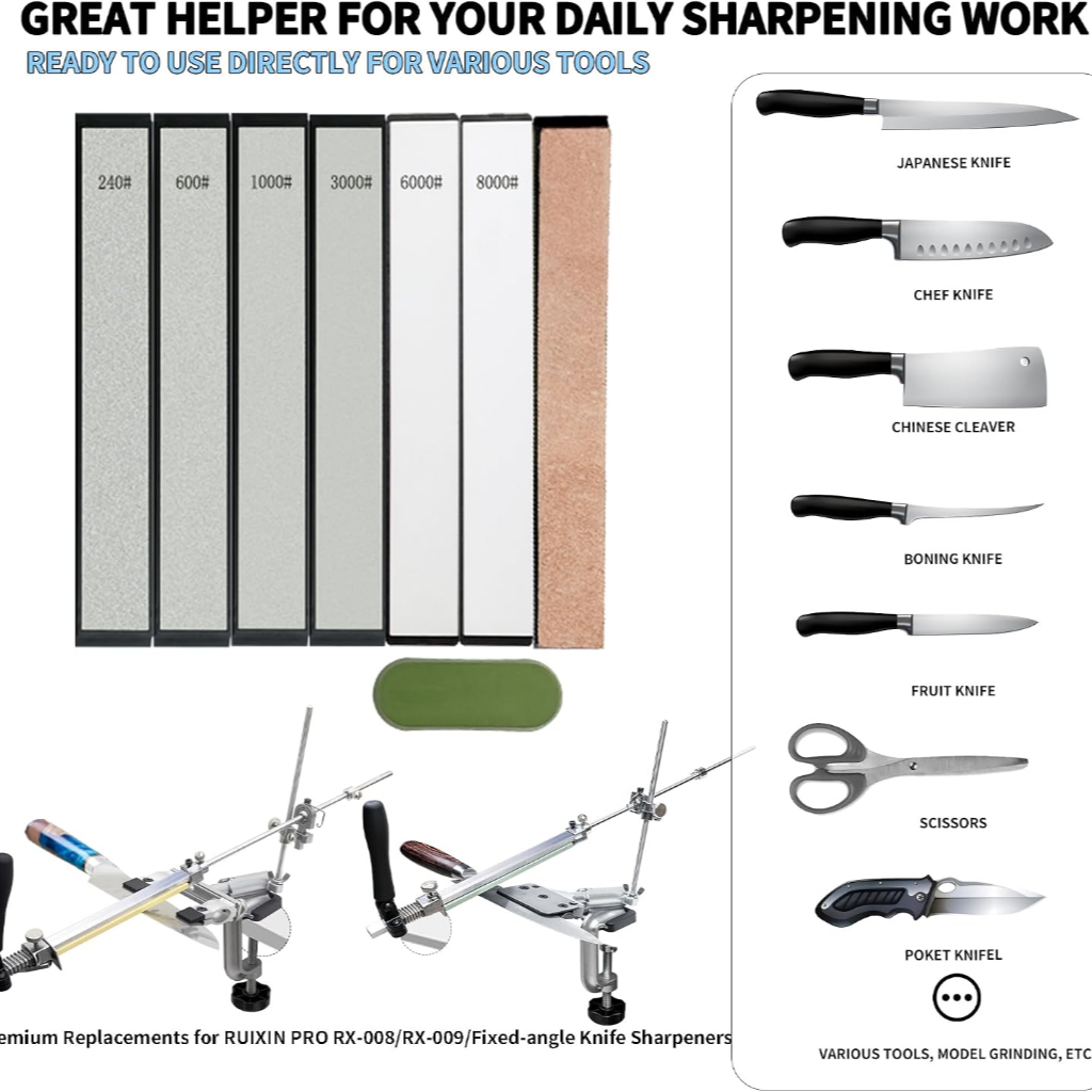 VEYUNA Sharpening Stone Kit – 6-Piece Diamond & Whetstone Set for Food Prep Knives