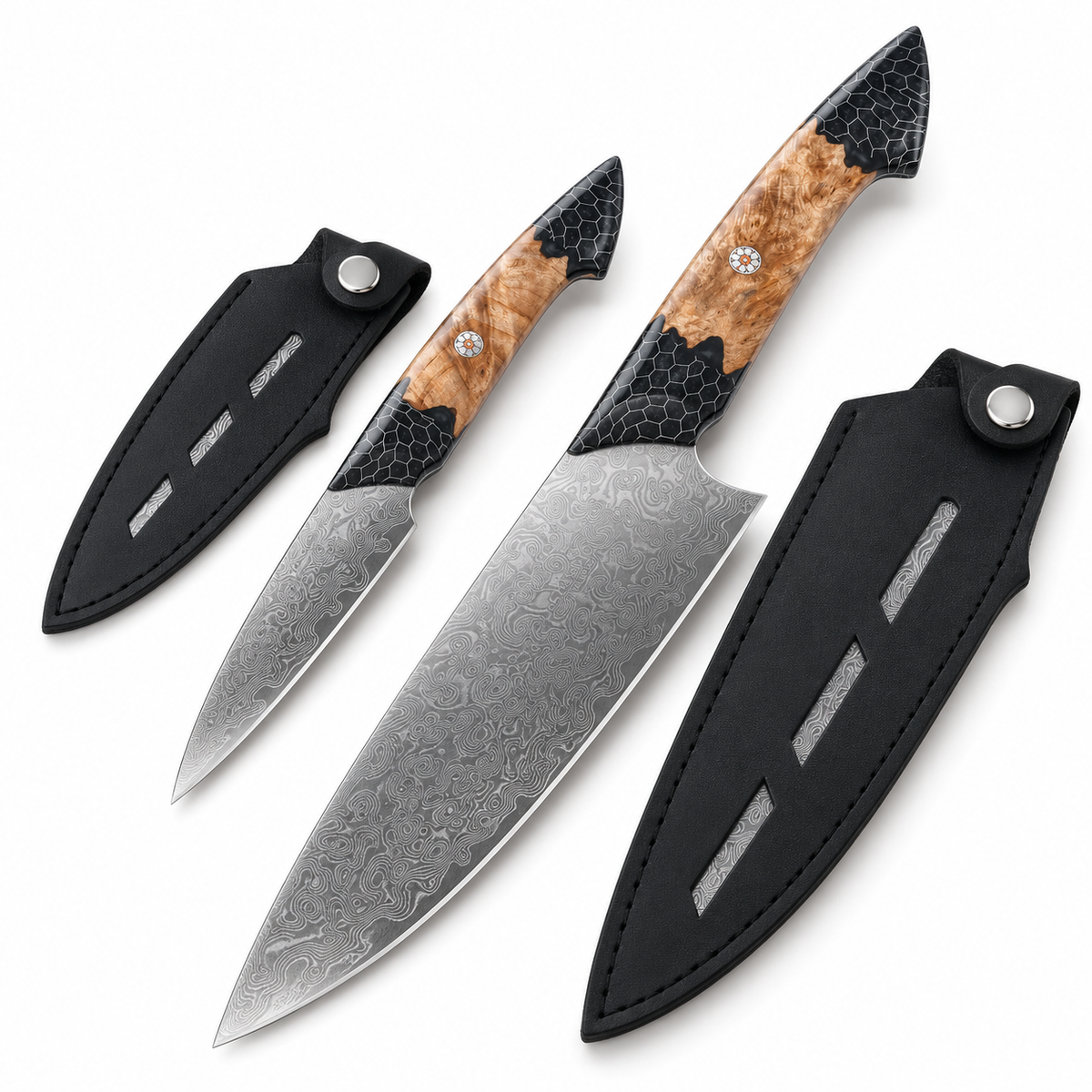 VEYUNA 2-Piece Knife Set, 8" Chef & 4" Paring Knives, Scorpion Venom Edition