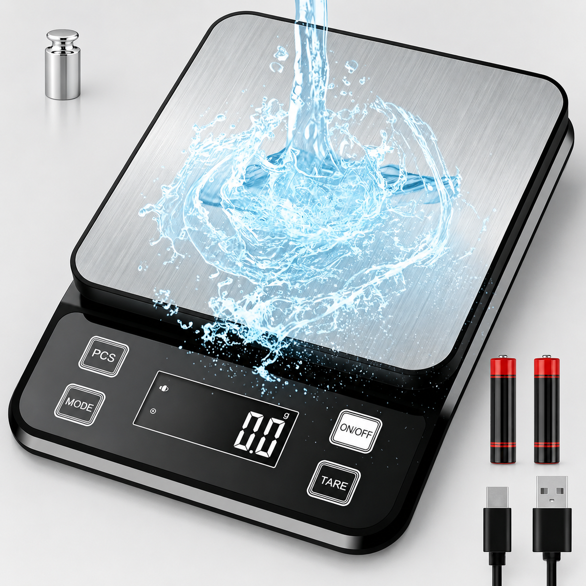 VEYUNA Digital Kitchen Scale – 10kg Waterproof 0.1g Precision for Food Prep