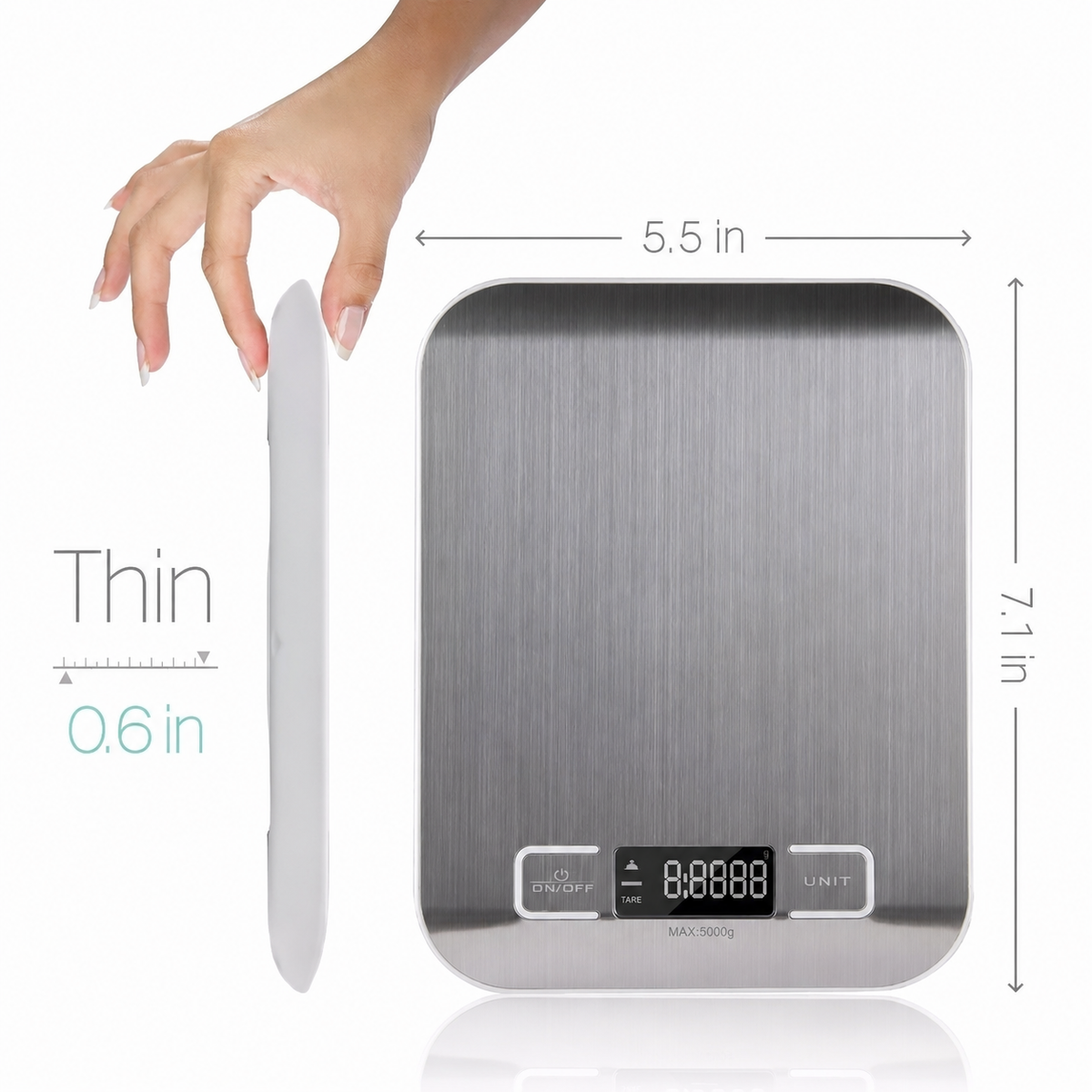 VEYUNA Digital Food Scale 11 lb Stainless Steel, Precision Meal Prep & Portioning