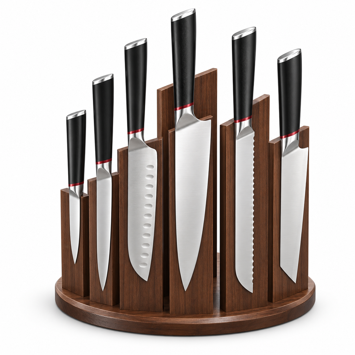 VEYUNA 6-Piece Knife Set, Magnetic Block, Chef Santoku Bread Utility Paring Knives