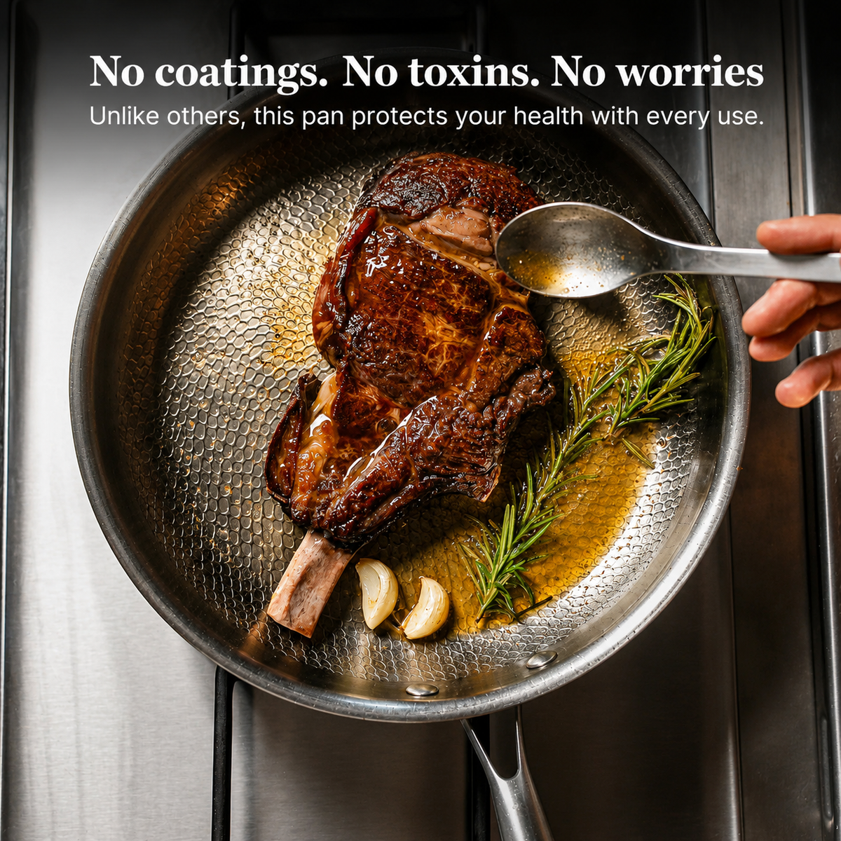 VEYUNA Hammered Cookware Set Pro - 4 Pans, 4 Lids & Utensils for Food Prep