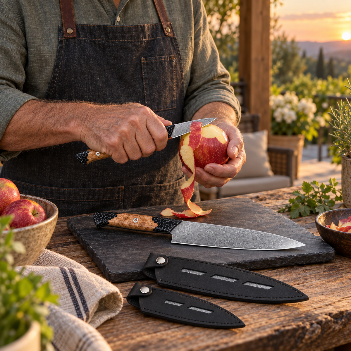 VEYUNA 2-Piece Knife Set, 8" Chef & 4" Paring Knives, Scorpion Venom Edition