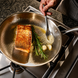 VEYUNA Hammered Cookware Set Pro - 4 Pans, 4 Lids & Utensils for Food Prep