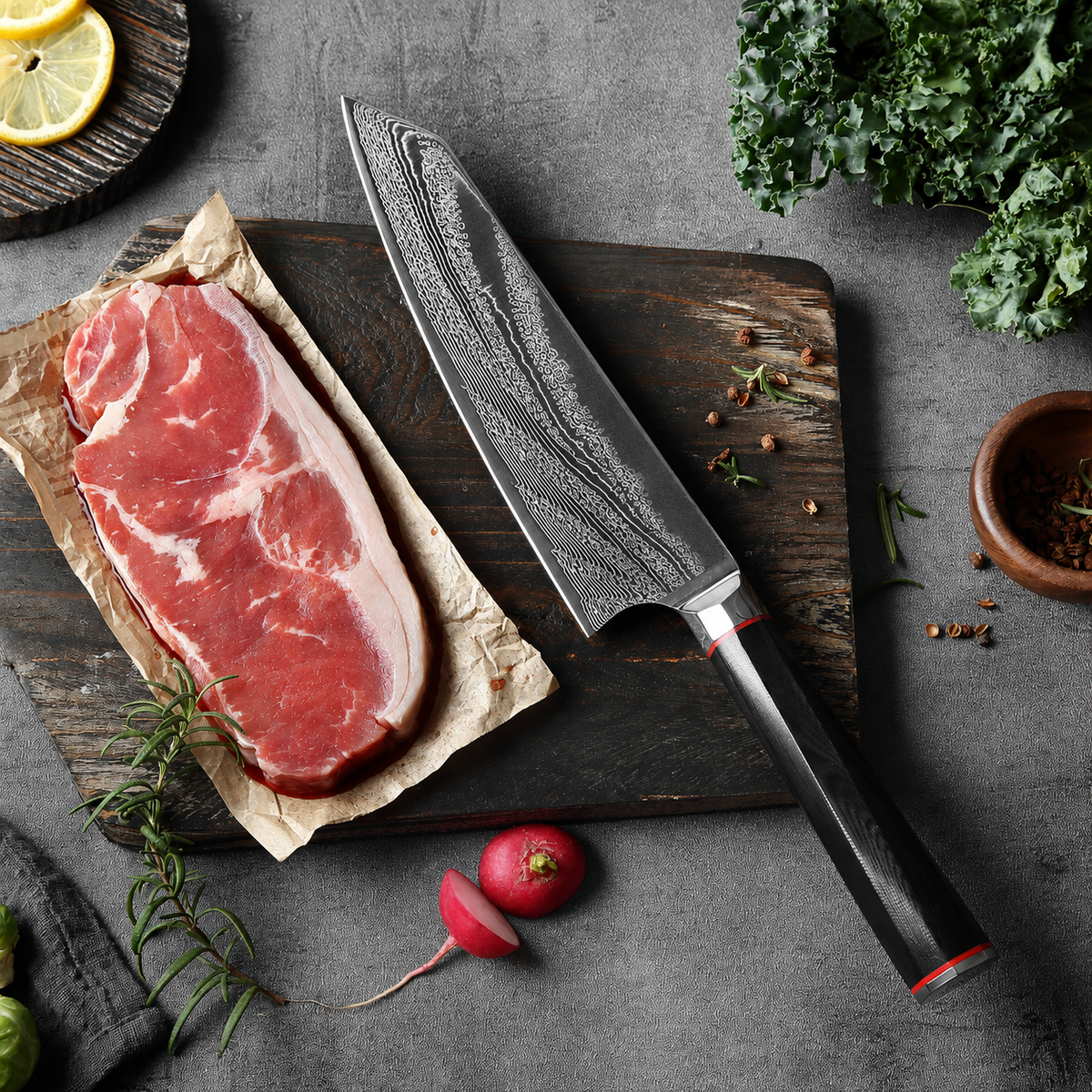 VEYUNA 8-Inch Chef Knife - VG10 67-Layer Damascus Steel, G10 Handle, Food Prep