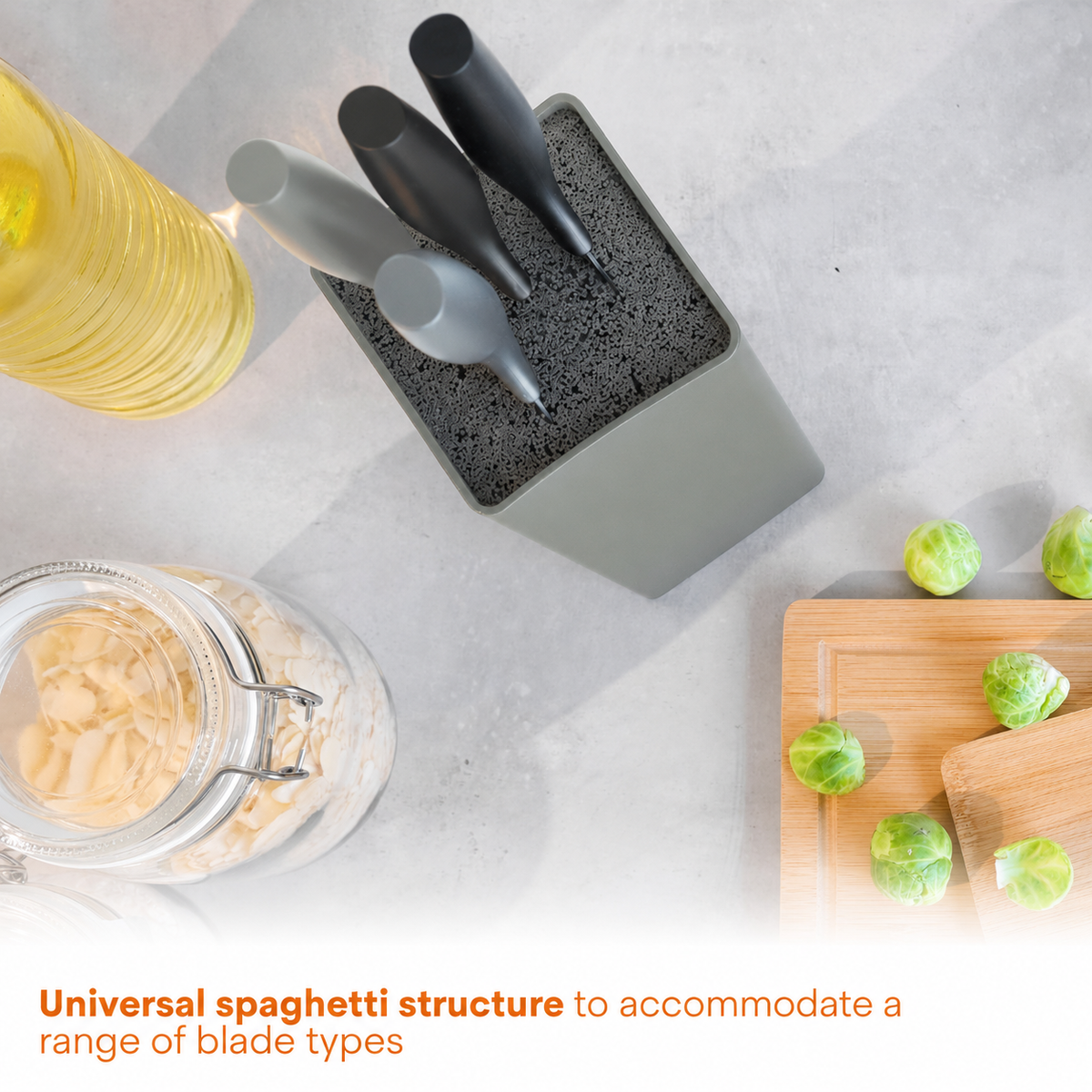 VEYUNA 5-Piece Knife Block Set - Stainless Steel Soft-Grip Food Prep Knives