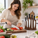 VEYUNA 6-Piece Knife Set, Magnetic Block, Chef Santoku Bread Utility Paring Knives