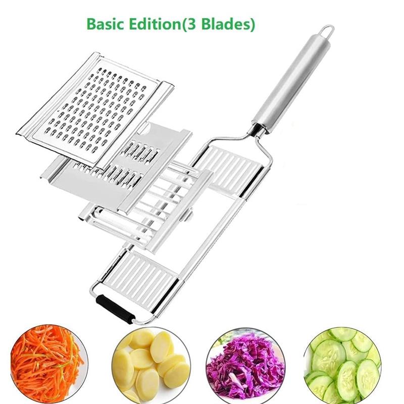VEYUNA Vegetable Slicer – 3-Blade Stainless Steel Food Prep Mandoline