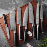 VEYUNA Damascus Knife Set – 7-Piece Food Prep Knives, High-Carbon Steel