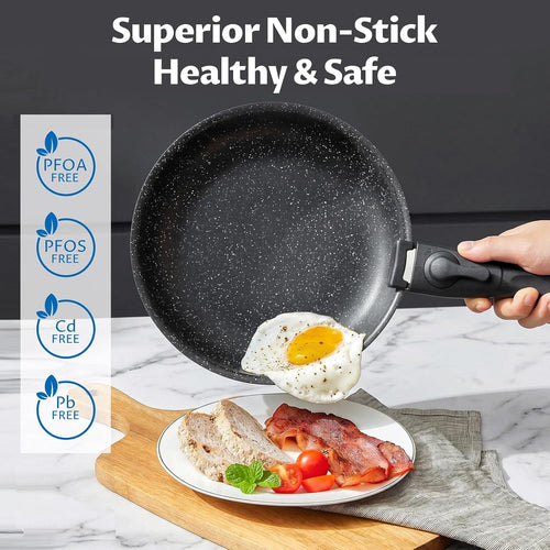VEYUNA 10-Piece Cookware Set – PFAS-Free Nonstick Food Prep Pots & Pans