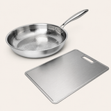 VEYUNA Titanium Cook & Prep Bundle - Hammered Pan & Cutting Board for Food Prep