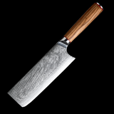 VEYUNA 7-Inch Cleaver Knife - 67-Layer AUS10 Damascus, Olive Wood, Food Prep