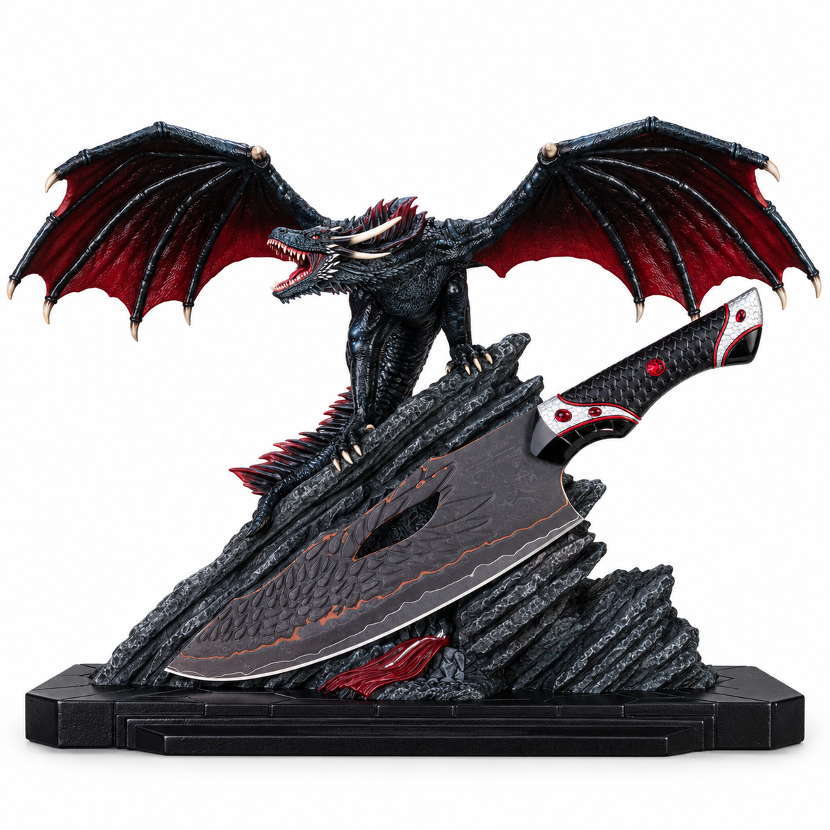 VEYUNA Collector Chef Knife 8.5", Game of Thrones Drogon's Fury with Sculpted Display Stand