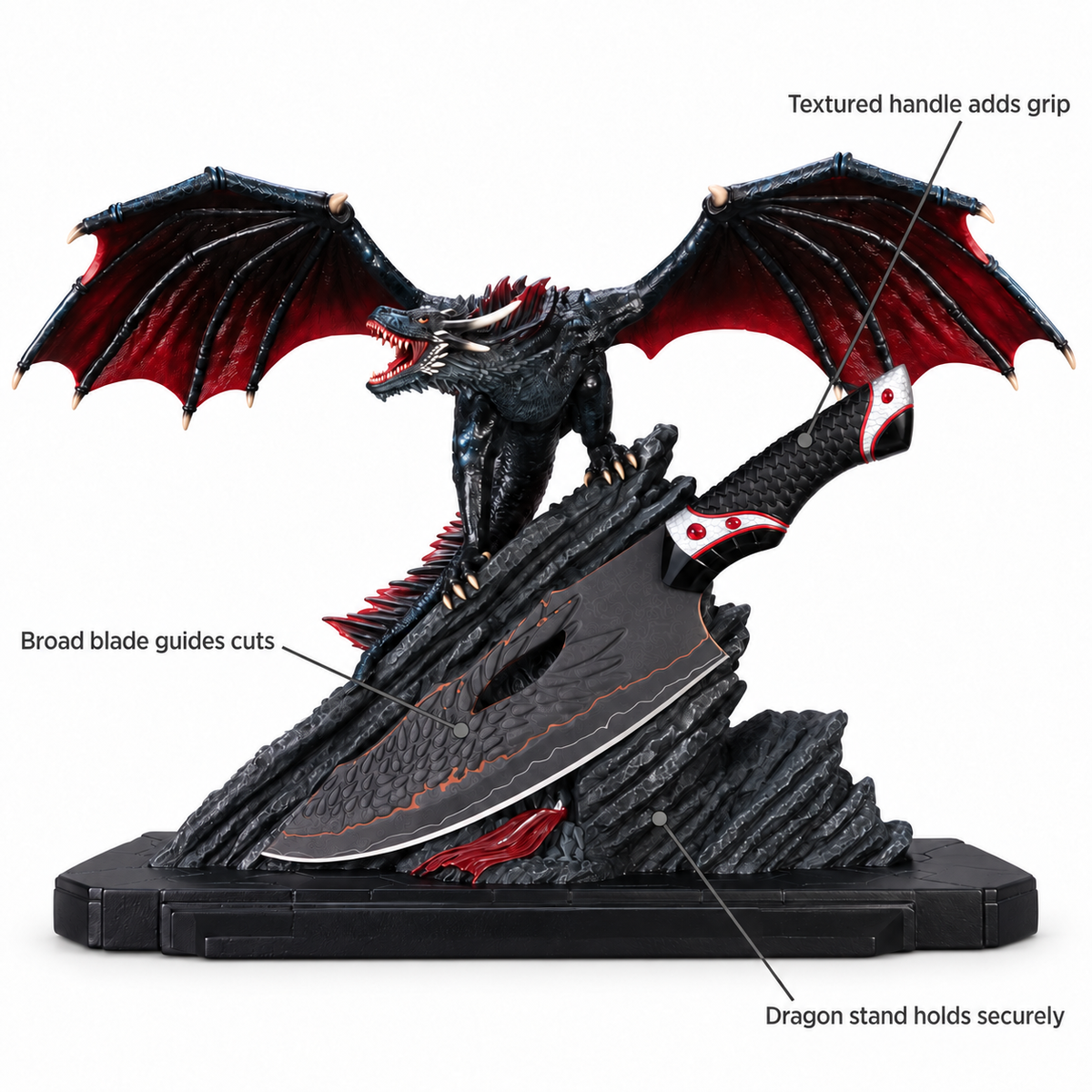 VEYUNA Collector Chef Knife 8.5", Game of Thrones Drogon's Fury with Sculpted Display Stand