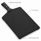 VEYUNA Wood Fibre Cutting Board, 16x10 Black Board with Handle & Non-Slip Feet