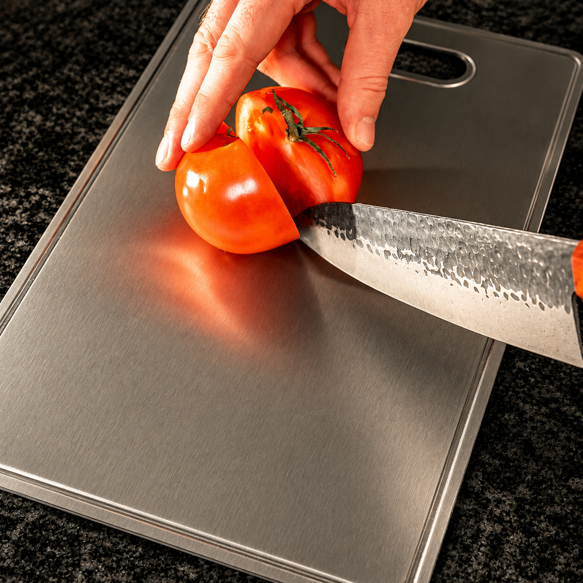 VEYUNA Titanium Cook & Prep Bundle - Hammered Pan & Cutting Board for Food Prep