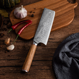 VEYUNA 7-Inch Cleaver Knife - 67-Layer AUS10 Damascus, Olive Wood, Food Prep