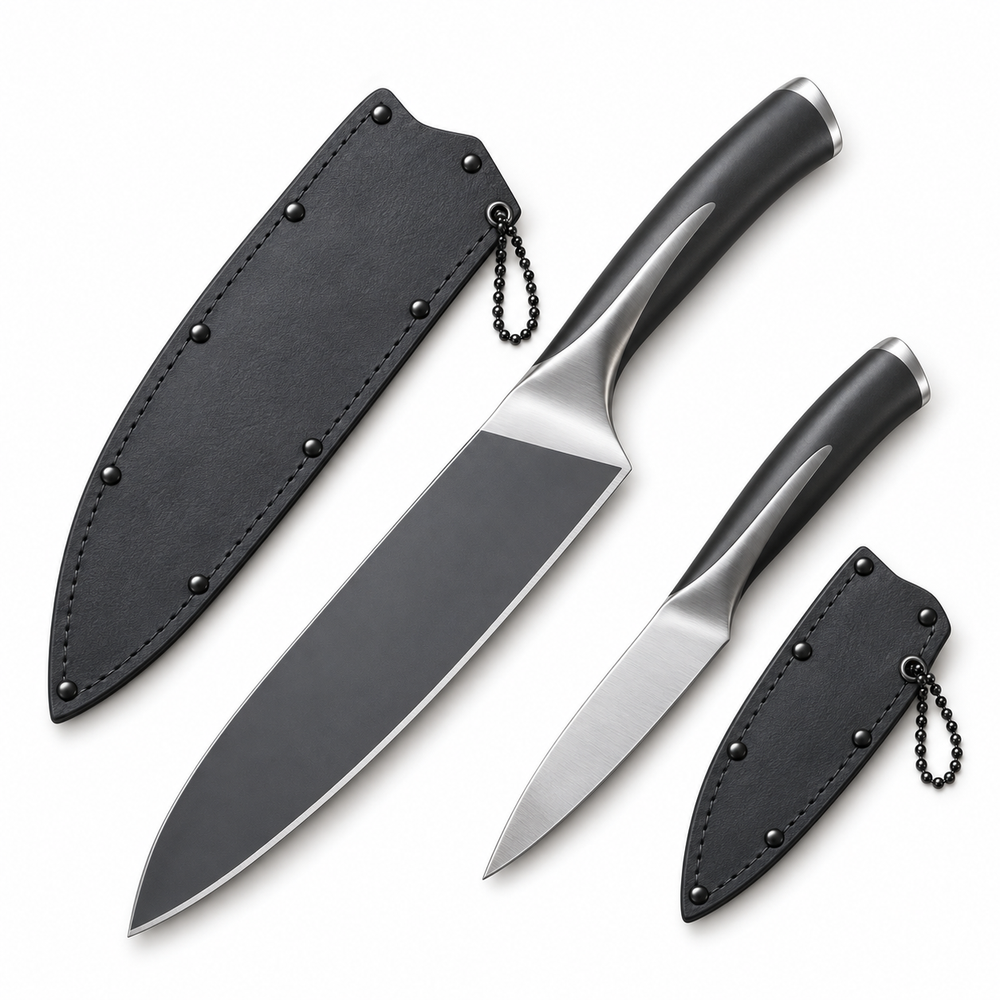 VEYUNA 2-Piece Knife Set 8" Chef & 3.5" Paring, KISS Edition, Stainless Steel