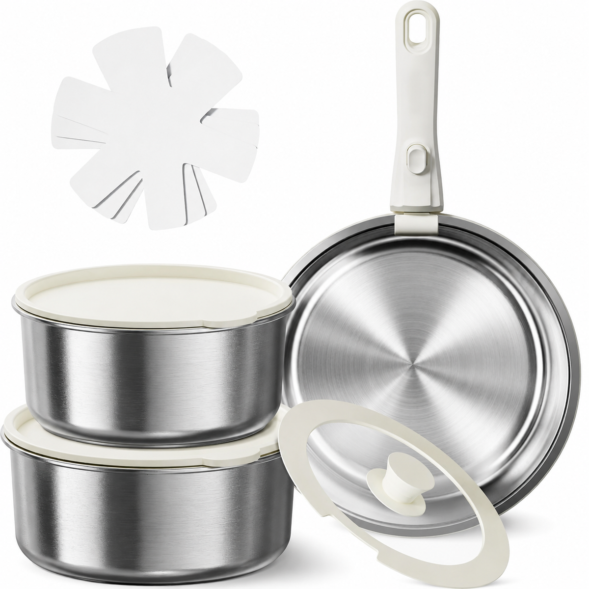 VEYUNA Cookware Set – 10-Piece Stainless Steel Nonstick Set for Food Prep