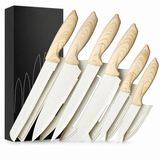 VEYUNA 11-Piece Black Knife Set with Sharpener - Stainless Steel Food Prep