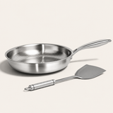 VEYUNA Titanium Hammered Pan Duo - Frying Pan & Spatula for Food Prep