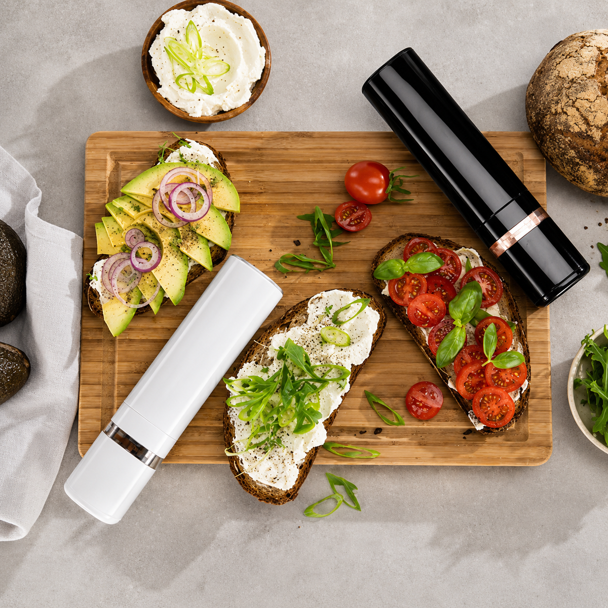 VEYUNA Electric Salt & Pepper Mill Set - 2-Piece Kitchen Kitchen Prep Grinders