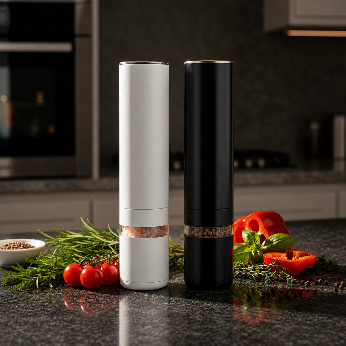 VEYUNA Electric Salt & Pepper Mill Set - 2-Piece Kitchen Kitchen Prep Grinders