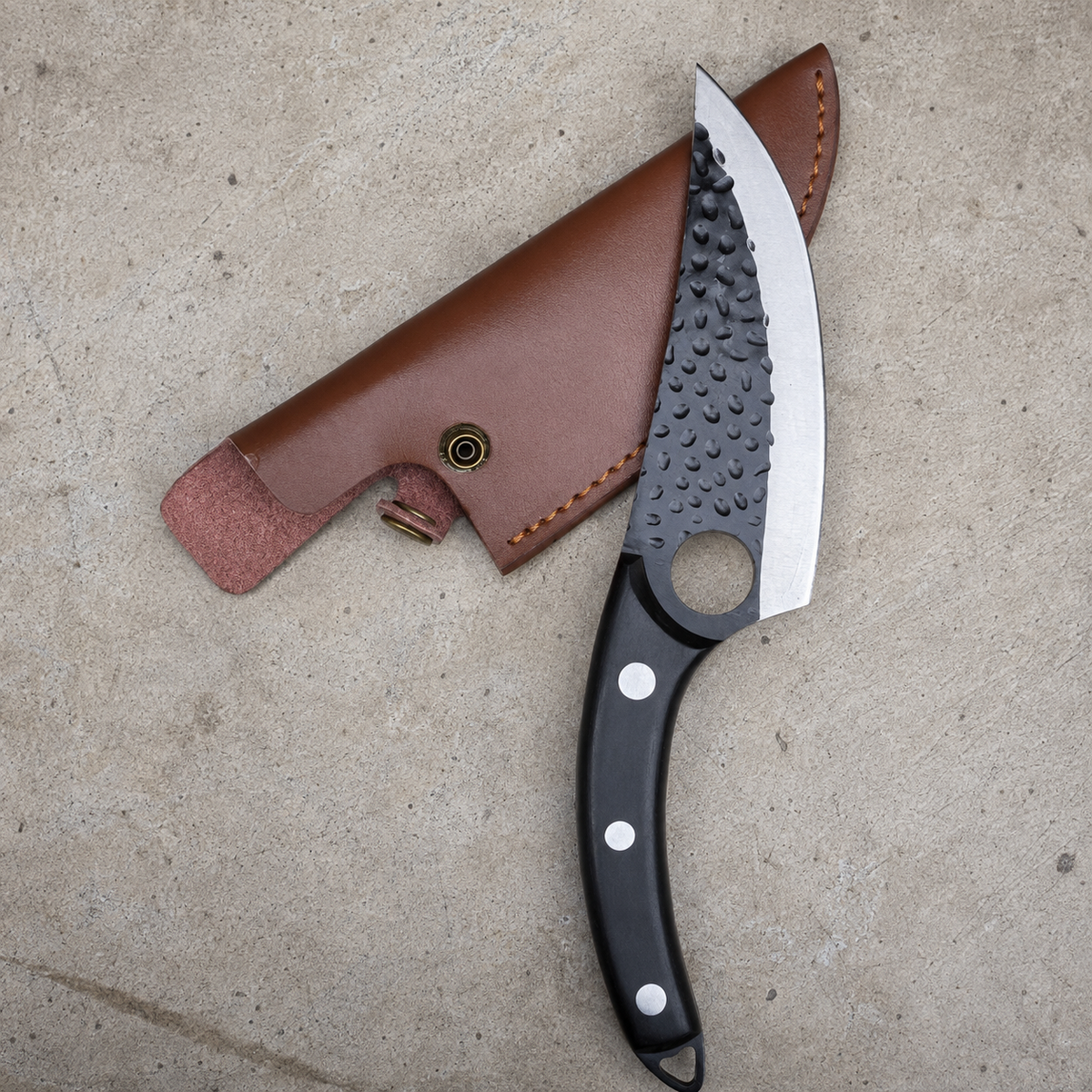 VEYUNA Boning Knife, Hammer Forged Steel Blade for Meat & Food Prep with Sheath
